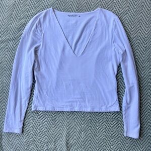 Abercrombie & Fitch basic v neck long sleeve tee | size large | deep V neck